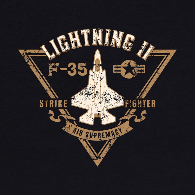 F-35 Lightning II Strike Fighter Jet Aircraft Distressed Design by hobrath